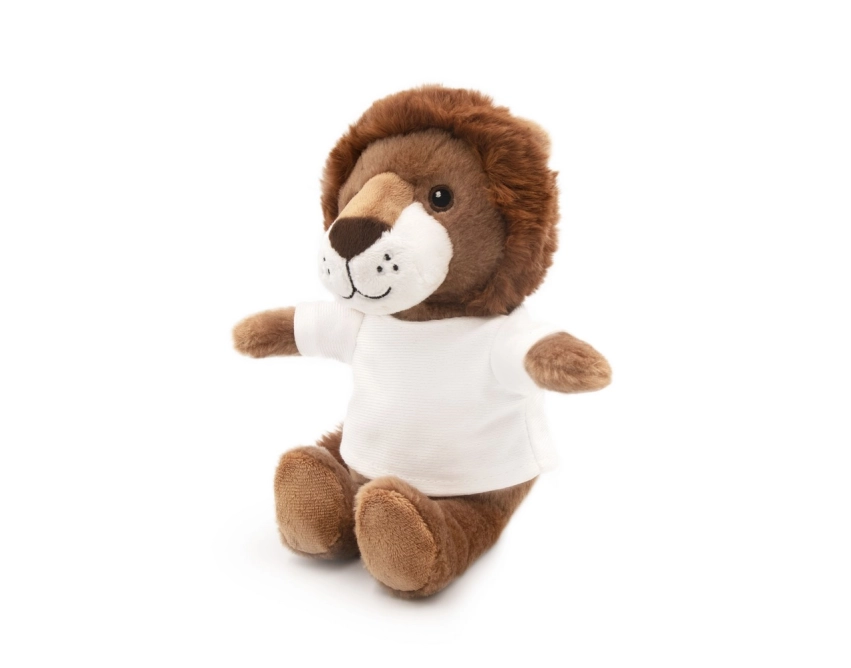 Chase maskotka z logo, brązowy lew RPET 18 cm