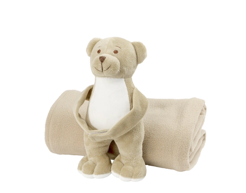 Phil pluszowy miś reklamowy beżowy z kocem 25 cm