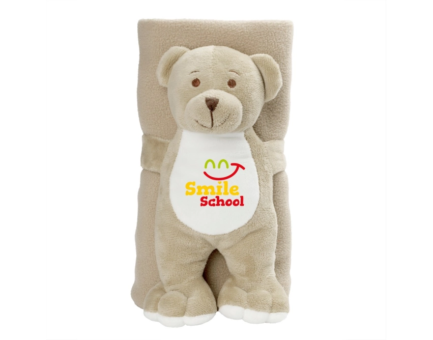 Phil pluszowy miś reklamowy beżowy z kocem 25 cm