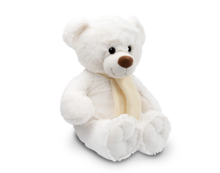 Miś Monty White z nadrukiem – biały, 33 cm