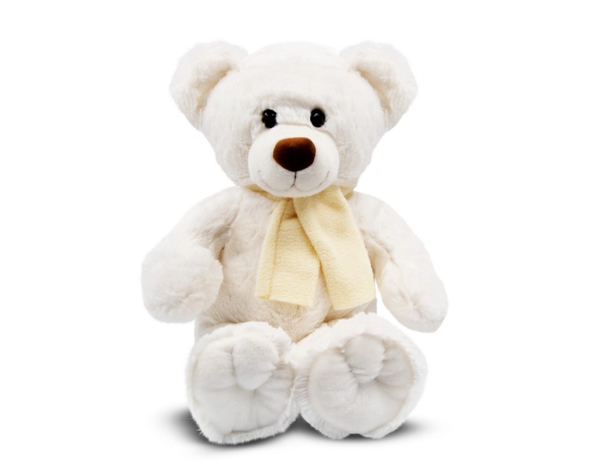 Miś Monty White z nadrukiem – biały, 33 cm