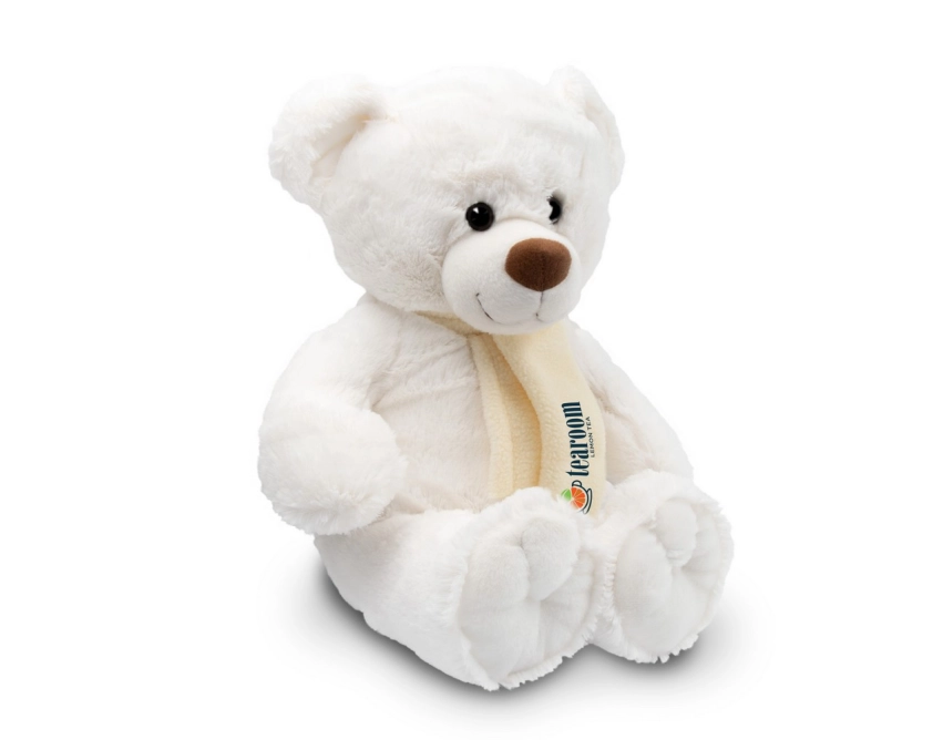 Miś Monty White z nadrukiem – biały, 33 cm