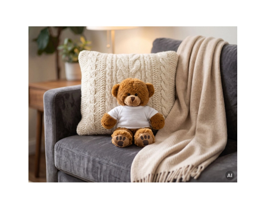 Denis – brązowy pluszowy miś reklamowy 20 cm
