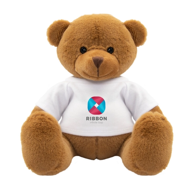 Nicky Brown maskotka reklamowa z logo brązowa 17 cm