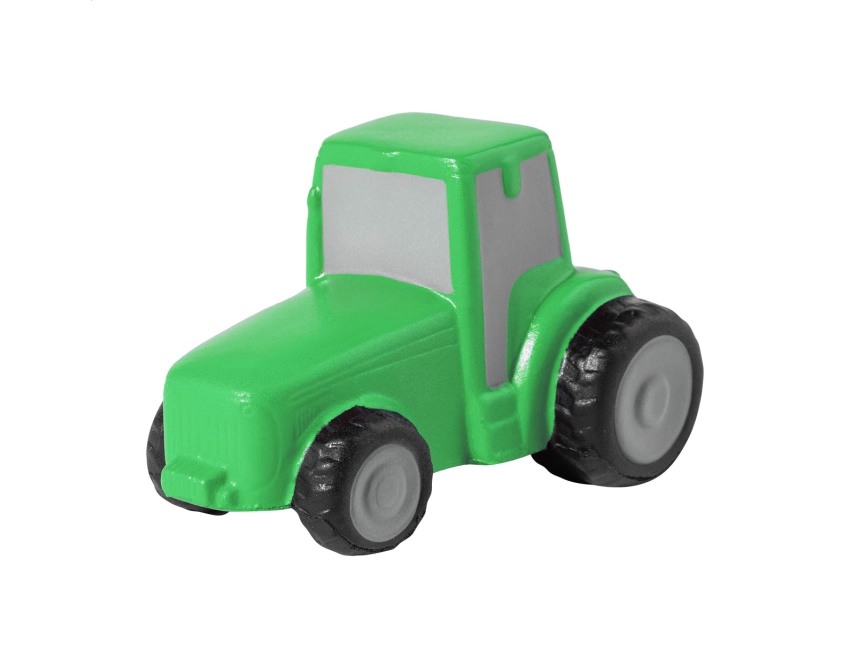 FarmCalm antystres z logo, zielony traktor z pianki PU