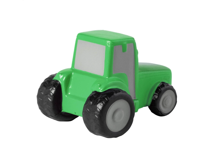 FarmCalm antystres z logo, zielony traktor z pianki PU