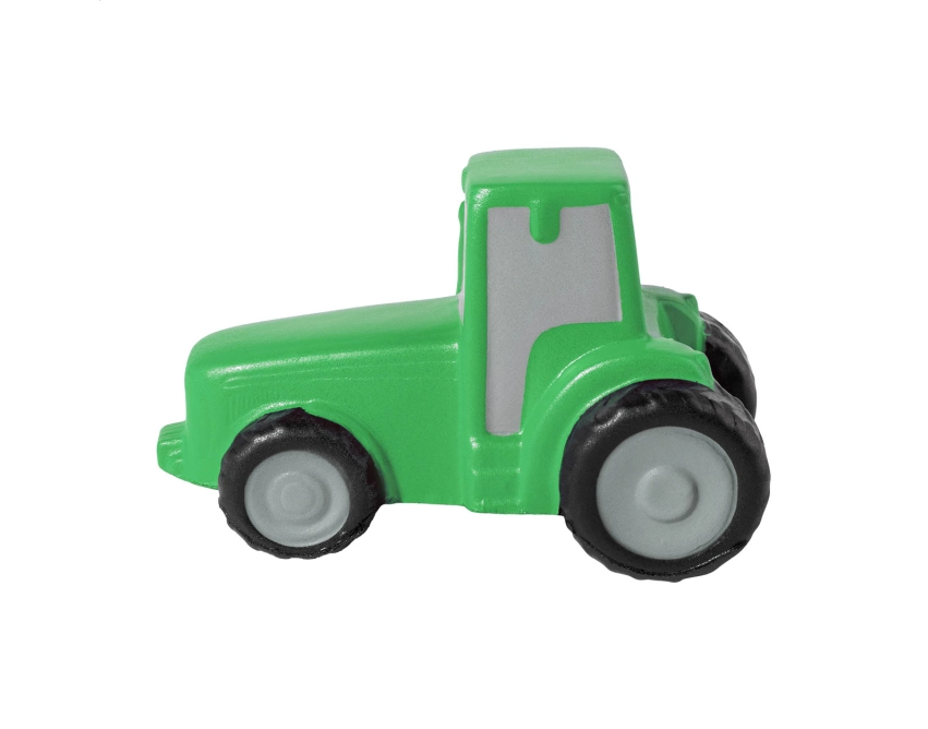 FarmCalm antystres z logo, zielony traktor z pianki PU