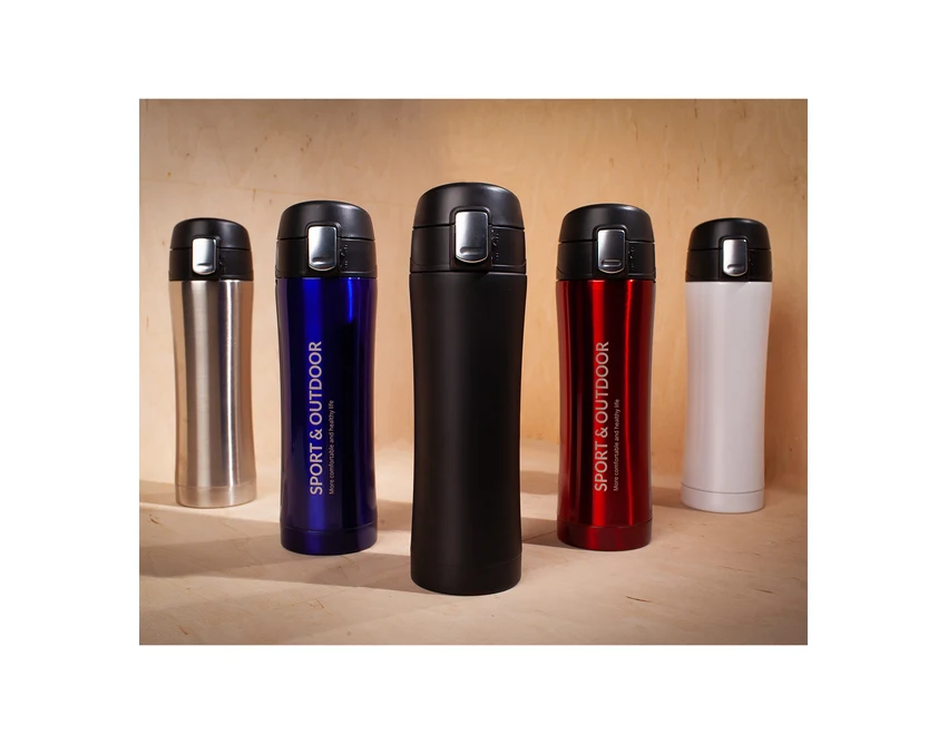 Czerwony kubek termiczny  z ustnikiem Secure 400 ml z logo firmy
