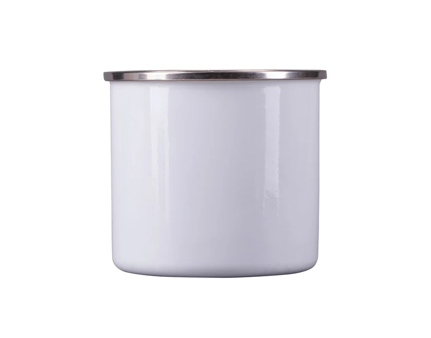 Biały kubek emaliowany vintage 500 ml z własnym nadrukiem