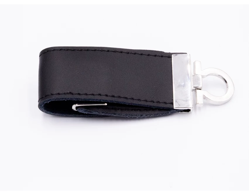 Pendrive skórzany czarny 128GB USB 3.1 z logo – eko-skóra