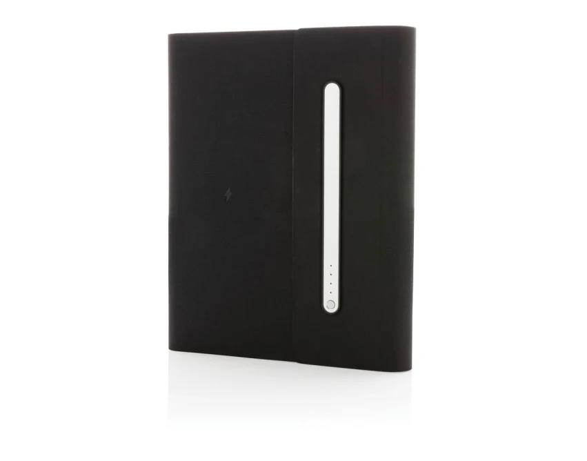 Czarny notatnik A5 z powerbankiem bezprzewodowym 5000mAh