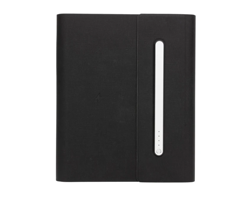 Czarny notatnik A5 z powerbankiem bezprzewodowym 5000mAh