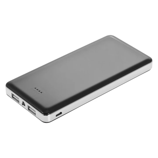 Czarny power bank 12000 mAh w czarnym pudełku na prezent