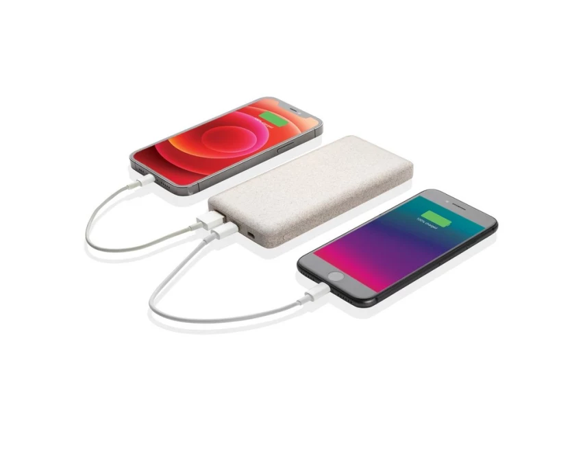 Eko powerbank 10000 mAh brązowy ze słomy pszenicznej