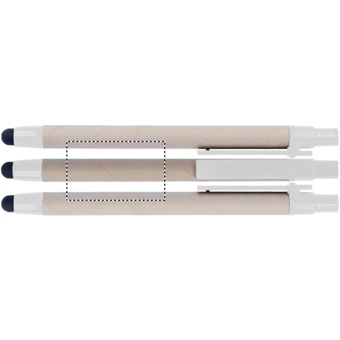 Schemat znakowania dla Sitodruk 360° - RS2 na gadżecie: Biały ekologiczny długopis papierowy z rysikiem i logo