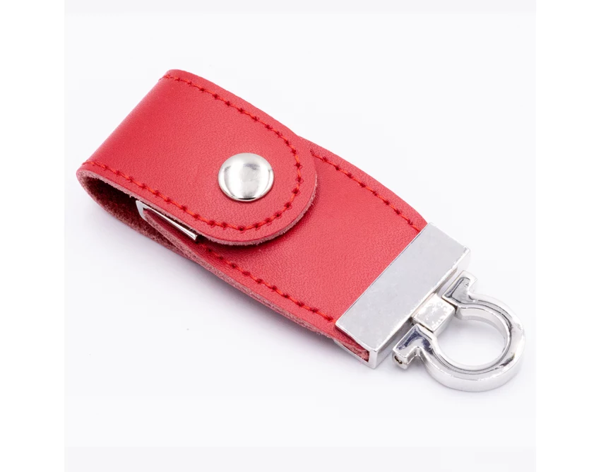 czerwony pendrive z eko-skóry