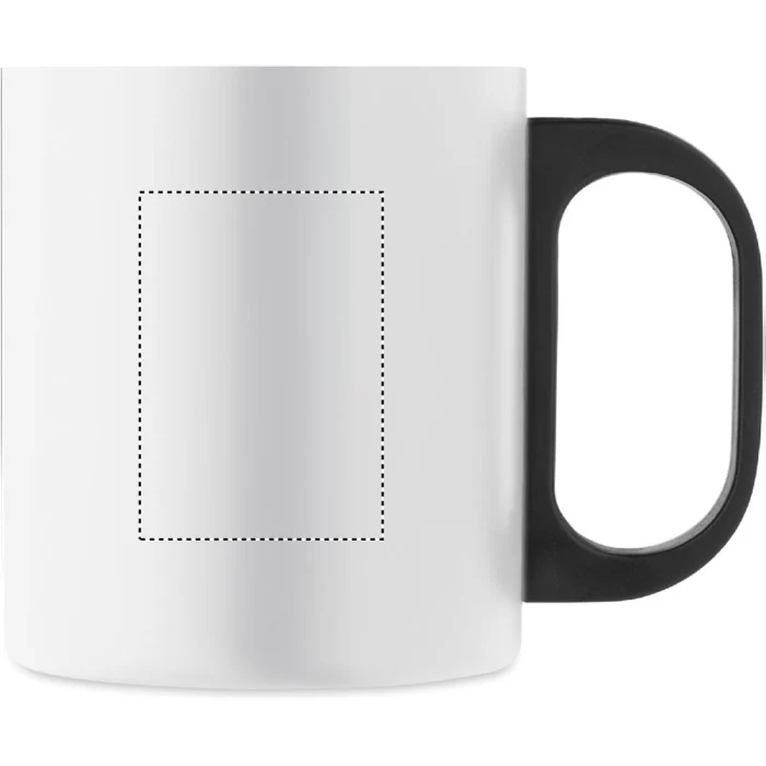 Schemat znakowania dla Tampondruk - P6 na gadżecie: Biały metalowy kubek Taniss 300 ml z logo i podwójną ścianką