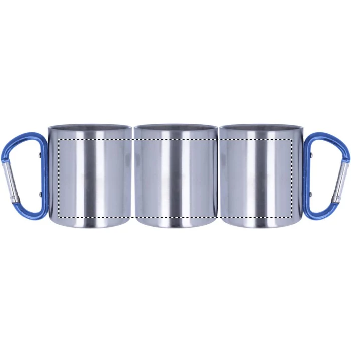 Schemat znakowania dla Grawerowanie laserowe 360° - RL na gadżecie: Kubek stalowy 220 ml z granatowym karabińczykiem i logo