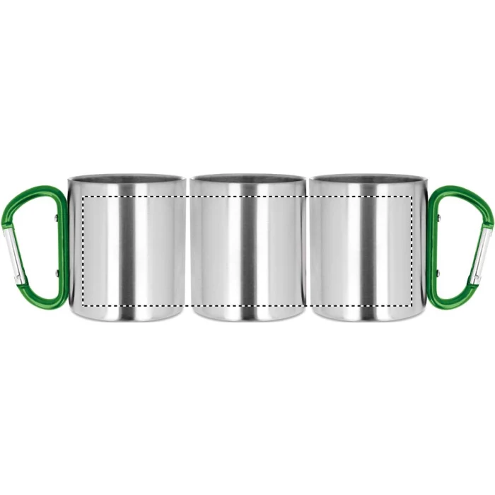 Schemat znakowania dla Grawerowanie laserowe 360° - RL na gadżecie: Kubek metalowy z zielonym karabińczykiem 220ml z logo