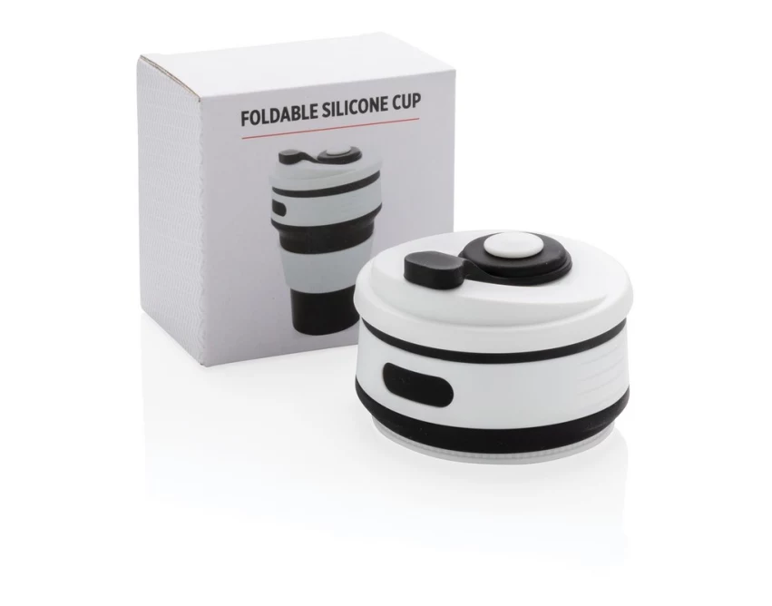 Czarny składany kubek silikonowy 350 ml z logo