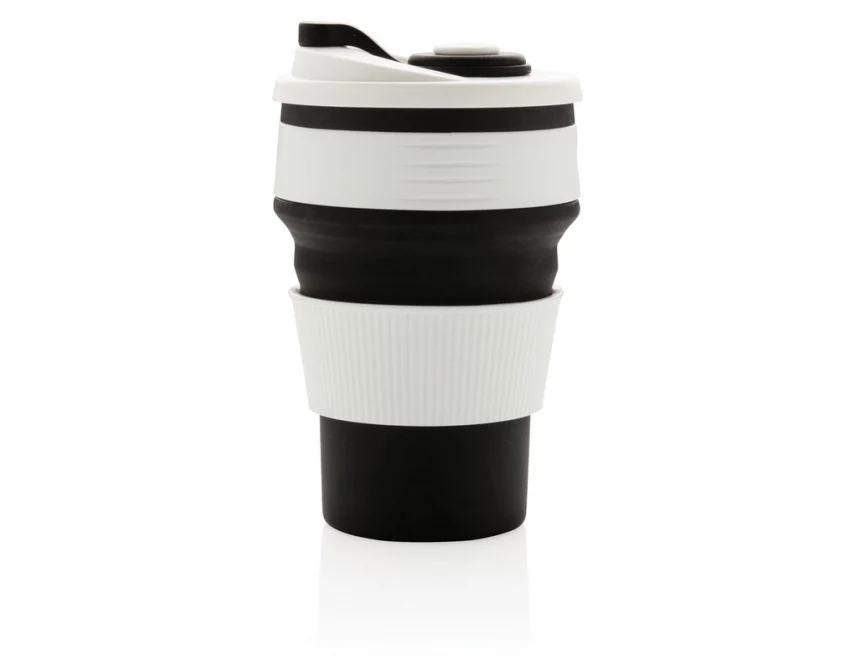Czarny składany kubek silikonowy 350 ml z logo
