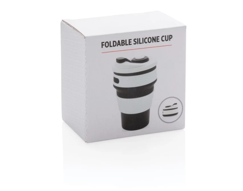 Czarny składany kubek silikonowy 350 ml z logo