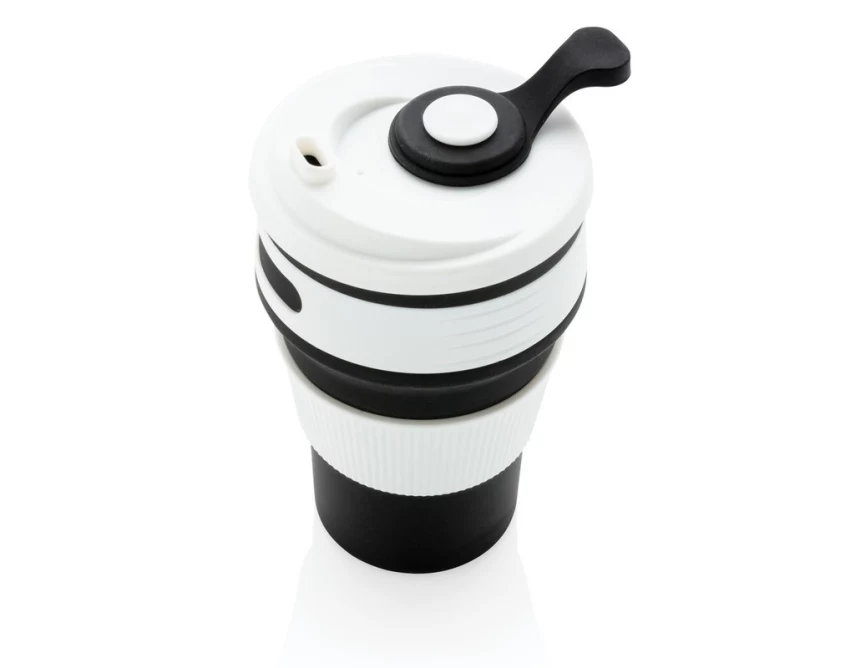 Czarny składany kubek silikonowy 350 ml z logo