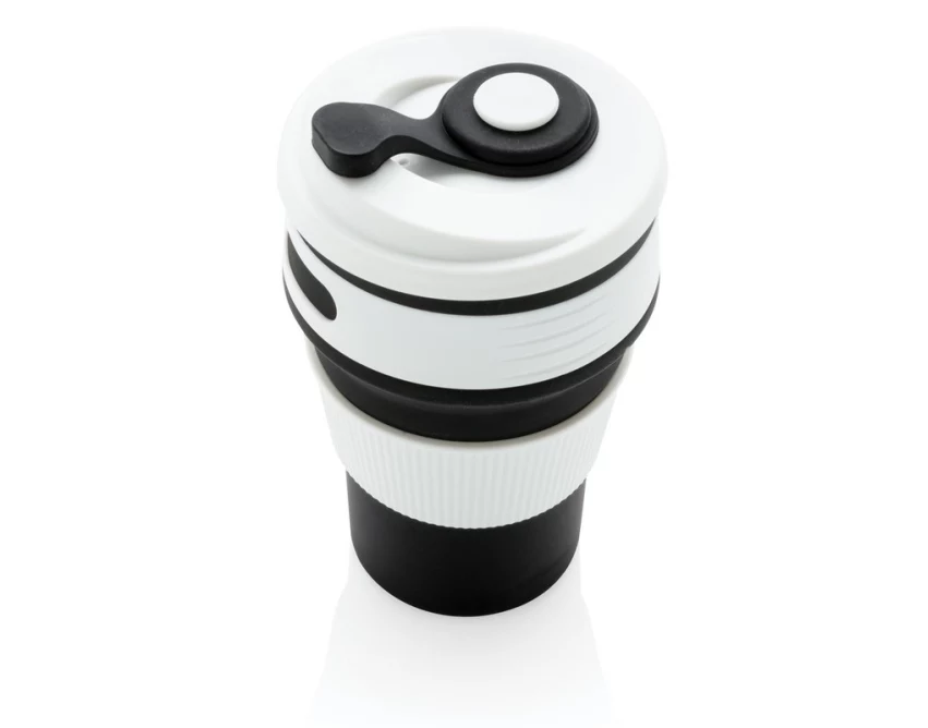Czarny składany kubek silikonowy 350 ml z logo