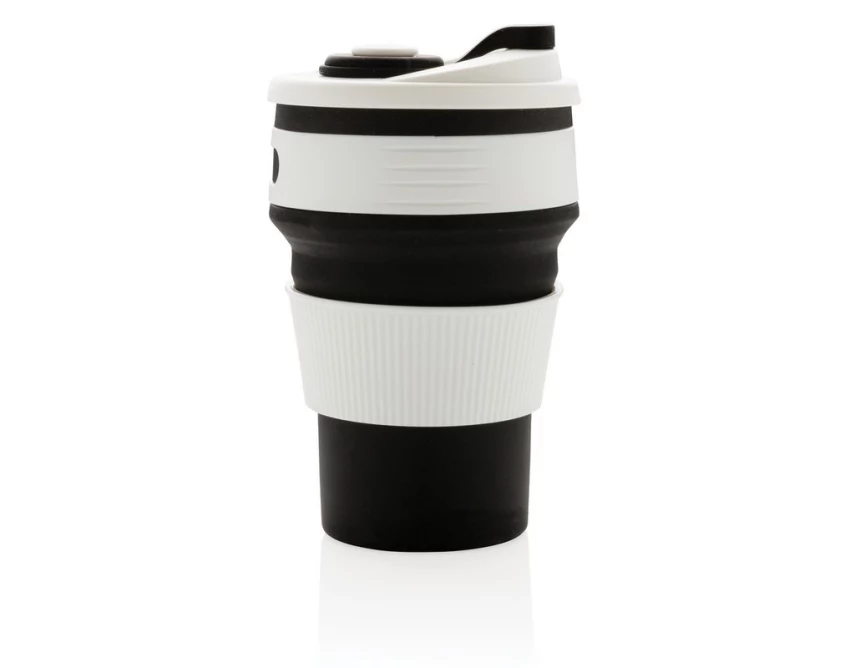 Czarny składany kubek silikonowy 350 ml z logo