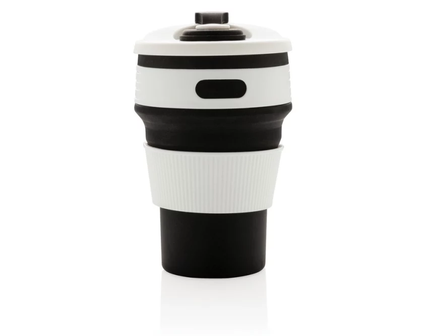Czarny składany kubek silikonowy 350 ml z logo