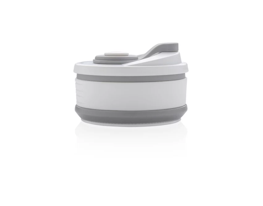 Szary składany kubek silikonowy 350 ml z logo firmy