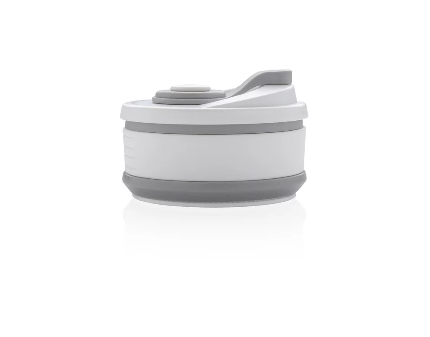 Szary składany kubek silikonowy 350 ml z logo firmy