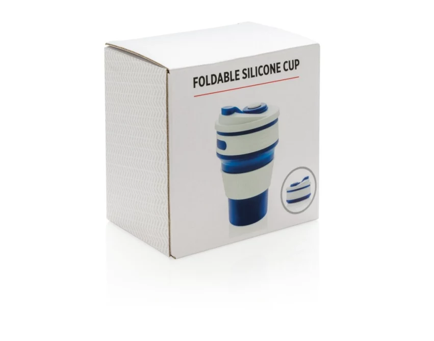 Niebiesko-biały składany kubek silikonowy 350 ml z logo