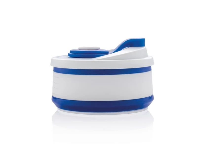 Niebiesko-biały składany kubek silikonowy 350 ml z logo