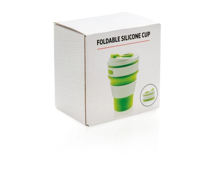 Zielony składany kubek silikonowy 350 ml z Twoim logo