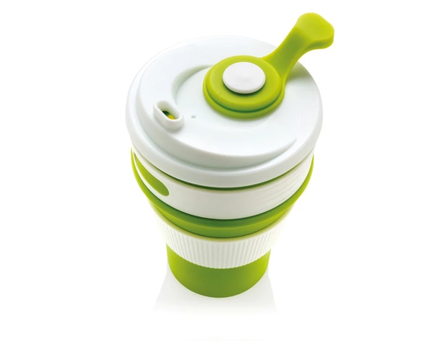 Zielony składany kubek silikonowy 350 ml z Twoim logo