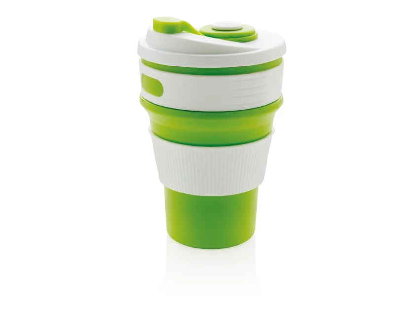 Zielony składany kubek silikonowy 350 ml z Twoim logo