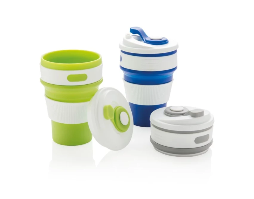 Zielony składany kubek silikonowy 350 ml z Twoim logo