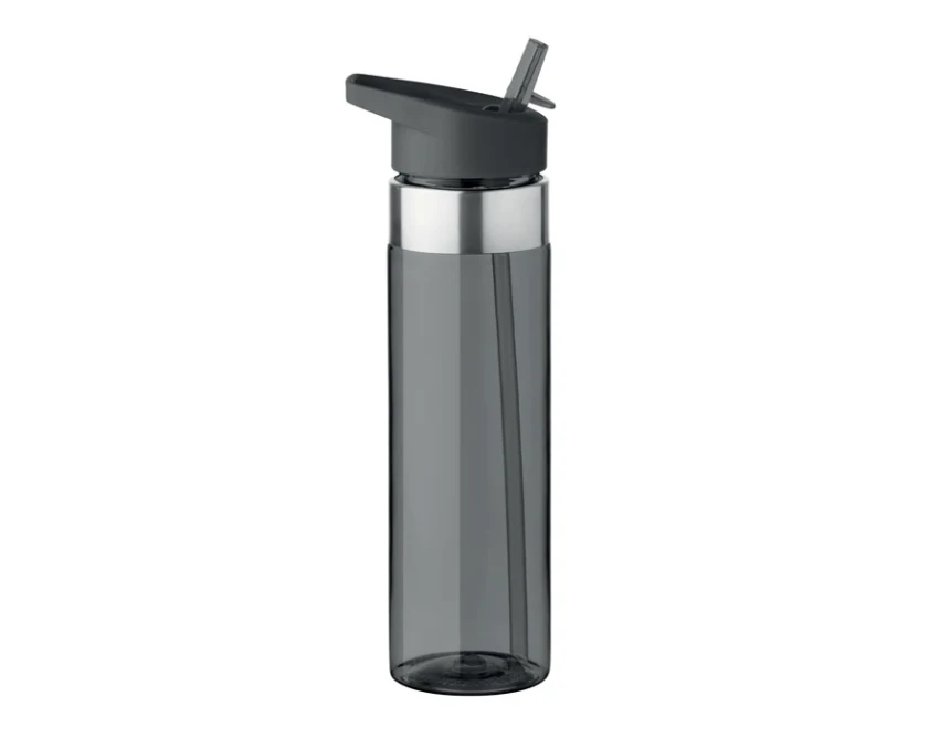 Szara butelka Tritan 650 ml z ustnikiem i logo firmy
