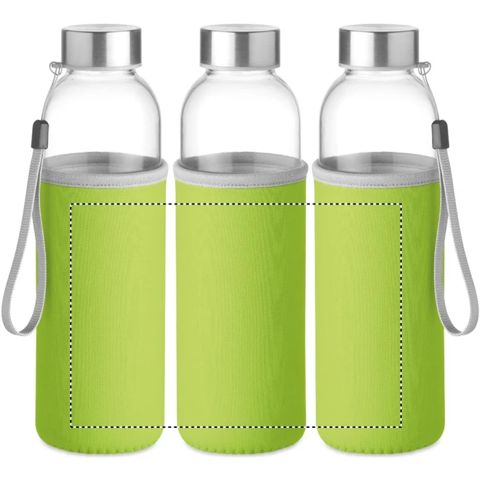 Schemat znakowania dla Termotransfer odblaskowy - TR na gadżecie: Butelka Utah 500ml w limonkowym pokrowcu