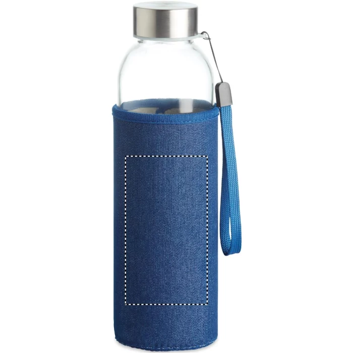 Schemat znakowania dla Termotransfer odblaskowy - TR na gadżecie: Szklana butelka w dzinsowym etui 500 ml, denim