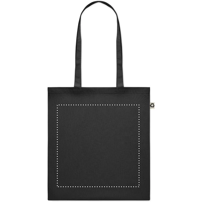 Schemat znakowania dla Transfer sitodruk - T1 na gadżecie: Torba z bawełny z recyklingu, Czarna