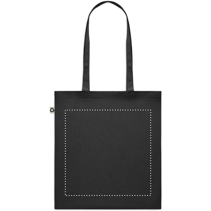 Schemat znakowania dla Transfer sitodruk - T1 na gadżecie: Torba z bawełny z recyklingu, Czarna