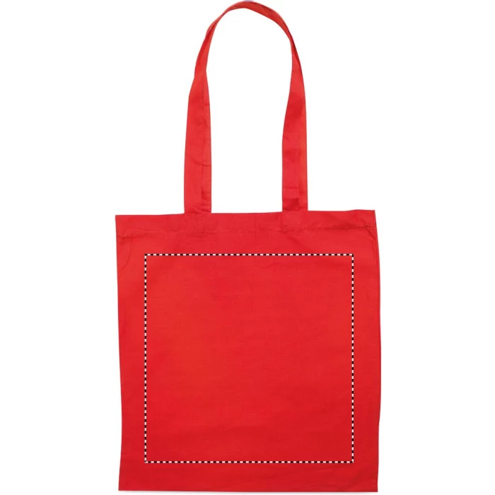 Schemat znakowania dla Transfer sitodruk - T1 na gadżecie: Bawełniana torba na zakupy w czerwonym kolorze