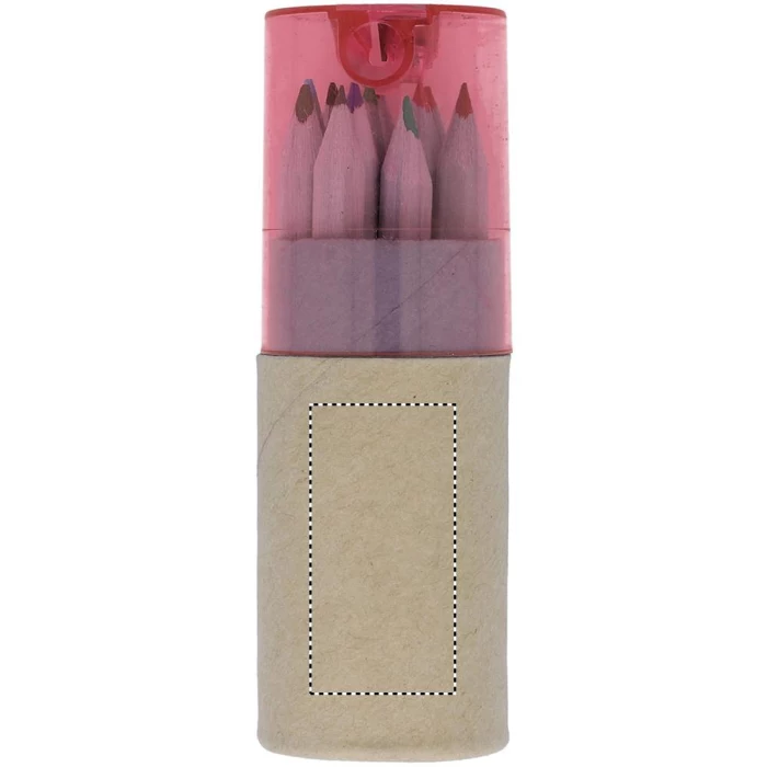 Schemat znakowania dla Tampondruk - P2 na gadżecie: Kredki w tubie kraft z różowym wieczkiem i nadrukiem logo