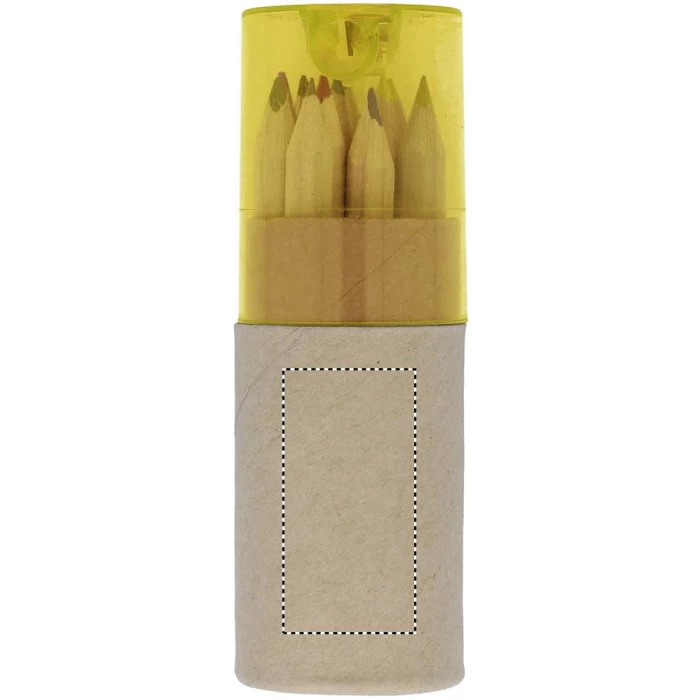 Schemat znakowania dla Tampondruk - P2 na gadżecie: Kredki z logo w żółtej tubie z temperówką – 12 kolorów