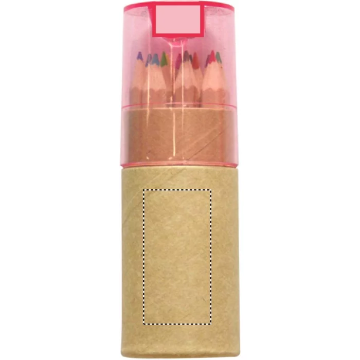 Schemat znakowania dla Tampondruk - P2 na gadżecie: Kredki w tubie kraft z różowym wieczkiem i nadrukiem logo