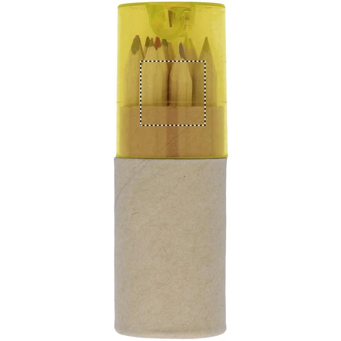 Schemat znakowania dla Tampondruk - P2 na gadżecie: Kredki z logo w żółtej tubie z temperówką – 12 kolorów