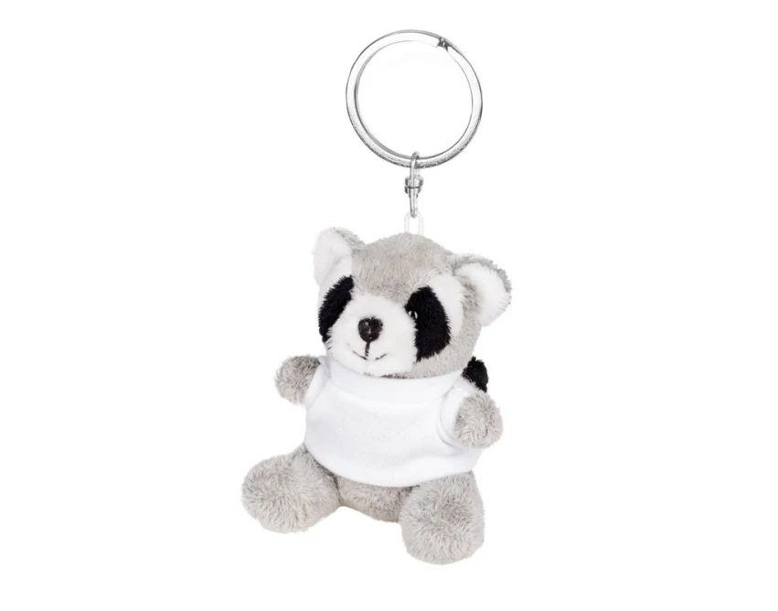 Brelok pluszowy szop pracz szary z białą koszulką pod logo