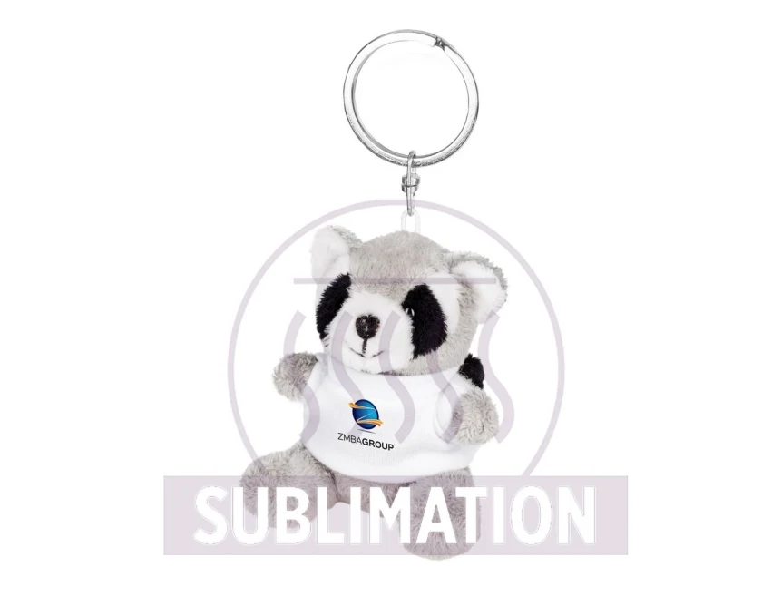 Brelok pluszowy szop pracz szary z białą koszulką pod logo